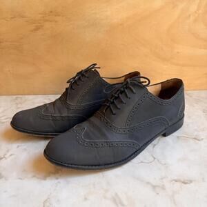 Men's Cole Haan Slate Gray/Black Leather Wingtip Oxford Dress Shoes